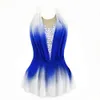 Paten elbiseleri buz pateni elbise mavi dans kostümler kızlar el yapımı kristaller rekabet şekli elbise