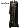 Livraison gratuite musulman noir abaya vêtements islamiques pour femmes broderie strass dubaï caftan robe robe turque abaya