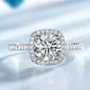 2021 Ins Top Vente Bague de mariage pour femmes Bijoux de luxe en argent sterling 925 Coupe ronde Topaze blanche CZ Diamant Eternity Party Lover Bagues de fiançailles Cadeau Taille 5-10