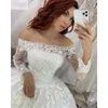 Dubai Arabska Księżniczka Suknia Balowa Suknie Ślubne 2020 Urocze Koronkowe Aplikacje Sheer Długie Rękawy Suknia Bridal Puffy Vestidos de Novia AL3694