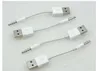 200pcs USB Cable 2.0 Charger SYNC M to M Audio Headphone Jack Adapter Cord 3.5mm White for MP3 MP4 shuffle 3rd 4th 5th