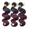 VMAE a la venta paquetes de cabello Ombre paquetes de cabello virgen brasileño onda del cuerpo Ombre tejido de cabello humano dos tonos 1b Borgoña Ombre brasileño