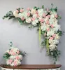 Flores decorativas grinaldas 1set 120 cm de estilo europeu DIY Decoração de cenário de casamento DIY Decoração artificial da parede de flor Arco de seda rosa peônia