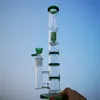 Bong percolador triplo Bongs de água de vidro pente Perc Tubo reto Tubos de água Gaiola Perc Dab Rigs 18mm Joint Oil Rig HR316