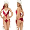 SD002 2020 offre Sexy chapeau de noël rouge une pièce Bikini de noël ensemble de Lingerie Sexy jupe révélatrice