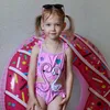 Baby Girls Swimwear Swan Girl Bathing Suit One Pieces Dots Dolphin Kids Swimsuit Children Swim Wear Summer Kids Clothing 2 Designs DHW2849