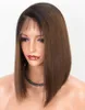 Dark Brown Full Lace Bob Wig Human Hair Wigs Straight Short Virgin Malaysian Hair Glueless Lace Front Wig Ombre Two Tone #1B #4249H