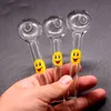 Bruciatore a nafta in vetro Pyrex a mano divertente da 4 pollici Pipe con logo Smile Accessori per tabacco Pipa narghilè GD15