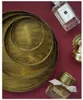 النمط الشمال نمط جولة صينية السائبة الغذاء تخزين الشاي لوحة لوحات المنزل نموذج منزل الديكور الحلي الصواني المجوهرات الرجعية الذهبي