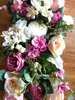 Rosequeen 100 x 25 cm langer künstlicher Bogen, Blumenreihe, Tischblume, Seidenblume mit Schaumstoffrahmen, Läufer, Herzstück, Hochzeit, dekorativer Hintergrund