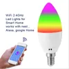 Smart WIFI Gloeilamp, 6W E12 LED Filament Bollen RGBCW Kleurveranderende bollen, compatibel met Alexa Google Home, Dimbare Multicolor Candle