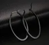 Boucles d'oreilles grand cerceau en acier inoxydable de couleur noire pour femmes boucles d'oreilles rondes Brincos bijoux fête Rock cadeau