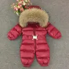 0-4 anos grosso crianças snowsuit toddler meninos meninas inverno outwear casaco neve desgaste para baixo jaqueta de pele real hododeu quente z105