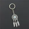 2018 Fashion Dream Catcher Tone Key Chain Silver Ring Feather Tassels Keyring KeyChain for Gift1024605