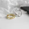 Beaux bijoux authentiques 925 en argent sterling Mobius Wave Twist anneaux ouverts pour les femmes irrégulière lettre anglaise Love Me More bague de mariage