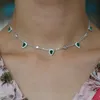 Hurtownia Choker Posrebrzane Kobiety Naszyjnik Moda Biżuteria Wody Drop Charm Green Emerald Clear CZ Stone Beton Gorgeous Kobiet Biżuteria