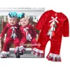 Designer Dziecięcy Odzież Czerwony Długi Rękaw Ruffle Bow Boże Narodzenie Pajacyki Kombinezony Wiosna Jesień Dziewczynka Odzież Rra1706