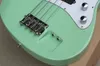 Factory Custom Green 4 Strings Electric Bass Guitar with Black Fret Inlay Maple Fretboard White Pickguard offering customized services