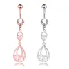 Sexy wasit buikdans crystal lichaam sieraden roestvrij stalen strass Navel Bell knop piercing dangle ringen voor vrouwen dalen bloem