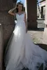 Bohème une ligne robe de mariée 2019 Cap manches appliqué dentelle Boho robe de mariée pour fille à lacets dos robe de mariée vestidos229i