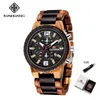 Wood Watch Men Multifunction Chronograph Military Big Dial Sport Wood Men Watches Relogio Masculino med Box303x