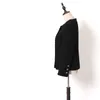 Damen-Tweed-Jacke, kurze, einreihige, schwarze Ekegant-Jacke, neue 2018-Winter-Bürodame, Wolloberbekleidung
