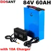 84v 60ah rechargeable scooter lithium battery for Samsung 30Q 18650 23S 20P 84v 8000w electric bike battery with 10A Charger