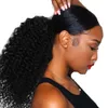 Drawstring Puff Afro Kinky Curly Peny Trail African American Short Wrap Human Clip In Pony Vail Hair Extensions 120g Jet Puff Curl Horsetail