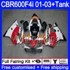 Kropp + Tank för Honda CBR 600 F4I CBR 600F4I CBR600FS 600 FS 286HM.28 CBR600F4I 01 02 03 CBR600 F4I Repsol Röd vit 2001 2002 2003 Fairings