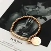 Fashion- Brand Pulseira Stainless Steel fantastic Steel ball Bracelet & Bangle Rose Gold Plated Love Tag Bangle Jewelry For Women280h