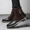 Los nuevos botines de cuero Vintage de otoño e invierno, zapatos de hombre, calzado informal clásico para botas de motocicleta