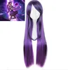 Lol syndra stjärnvaktare mörk suveräna cosplay peruk lång naturlig lila