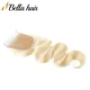 Bella Hair 613 Blonde Top Lace Closures Brazilian Virgin Hair Extensions Body Wave 4x4 5x5 6x6 7x7 100% Human Hair Free Part Pre Plucked Closure with Bleached Knots SALE