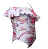 Baby Girls Swimsuits Mermaid Printed Girls Swimwear One Piece Slanted Shoulder Kids Swim Clothes Summer Swimming Costumes Wholesale DHW2807