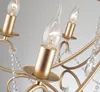 Lustre de lampe en cristal moderne pour lustres de chaîne d'acier inoxydable ronds d'or de salon allumant MYY