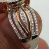 Bütün 14k Gül ve Altın Elmas Yüzük Lüks Ziyafet Nişan Angement Anillos Bizuteria Taş Yuvarlak Düğün Takı Topaz Diamond303W