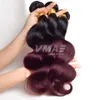 VMAE a la venta paquetes de cabello Ombre paquetes de cabello virgen brasileño onda del cuerpo Ombre tejido de cabello humano dos tonos 1b Borgoña Ombre brasileño