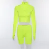 Tuta da donna di colore fluorescente di moda Set da due pezzi Top e pantaloni Tute da motociclista Pantaloncini da jogging Set di tute skinny sexy