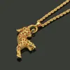 Nouveau Hiphop Léopard Pendentif Collier Pour MenWomen Mode Or Déclaration Cristal Collier Drop Ship2577609