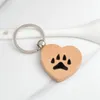 Bois coeur patte chat chien pieds impression porte-clés porte-clés porte-clés patte bijoux bijoux pour animaux de compagnie amoureux des chiens amoureux des chats cadeaux