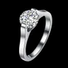 Statement Wedding Solitaire Rings Round Pure Cubic Zirconia Platinum Plated Stainless Steel Romantic Classic Designer Engagement Women Ring