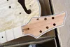 Factory Custom Semi-hollow Electric Guitar Kit(Parts) with Mahogany Body ans Neck,Flame Maple Veneer,Chrome Hardwares,DIY Guitar