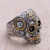 Real Solid 925 Sterling Silver Skull Rings For Men Retro Pure Gold Color Cross And Sun Fower Engraved Vintage Punk Jewelry C181228292I