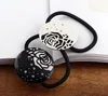 4X4CM black and white acrylic round rubber bands with drill C hair ring head rope hairpin for ladies favorite fashion headdress Je287t