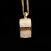 New Hip hop Jewelry Whistle Pendant Necklace Gold Color Bling Cubic Zircon Men Women's Necklace with Rope chain For Gift