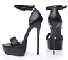 Hot Sale-Stiletto Obuwie Obuwie PU Leather Black Heel Heel Seksowne Buty na Wieczór Party Najwyższej Jakości Wysokie Sandały Obcasowe NasizeSize Tovize