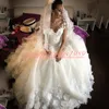 Glamoureuze kant pure arabische trouwjurken 2019 zei mhamad bloemen handgemaakte bloem vestido de novia bruid jurk land bruids baljurken
