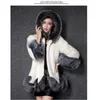 Fur Coat Female Fur Mink Hair Medium Length Hooded Slim Winter Jacket Coat Collar Natural Liner Long Outerwear