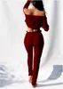Summer Spring Women 2 Piece Set Tracksuits Red Pants Topps Jogger Set Suits Outfits Size SXL5487702