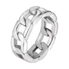 316L Stainless Steel Cuban Link Ring Mens Ring Hip Hop Men Golden Silver Black Vintage Rings Punk Jewelry Party Size 7-12